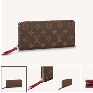 Louis Vuitton Clémence Wallet - monogram with hot pink interior